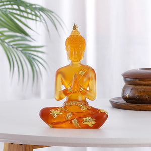Transparent Sitting Buddha Statue Zen Gesture Thai Buddha Resin Figurine Sculpture Home Office Feng Shui Decoration Ornament acacuss