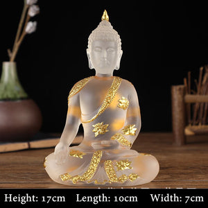 Transparent Sitting Buddha Statue Zen Gesture Thai Buddha Resin Figurine Sculpture Home Office Feng Shui Decoration Ornament acacuss