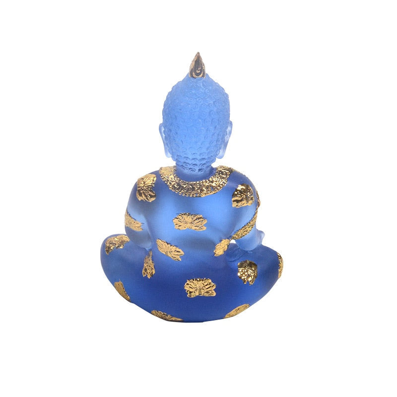 Transparent Sitting Buddha Statue Zen Gesture Thai Buddha Resin Figurine Sculpture Home Office Feng Shui Decoration Ornament acacuss