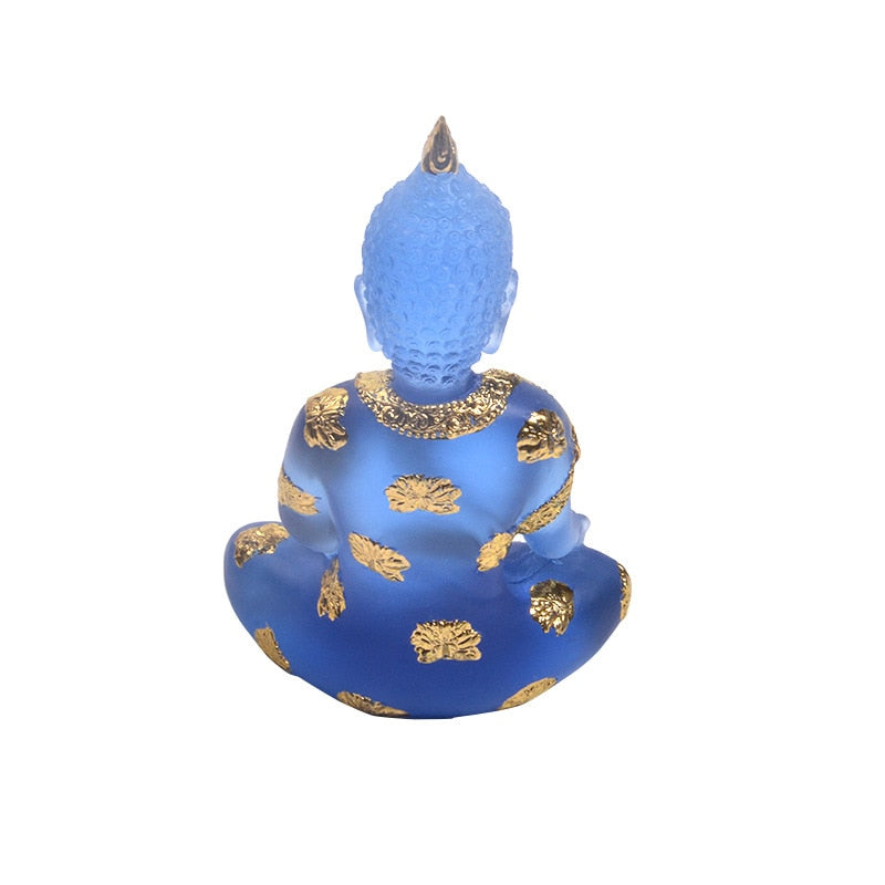 Transparent Sitting Buddha Statue Zen Gesture Thai Buddha Resin Figurine Sculpture Home Office Feng Shui Decoration Ornament acacuss