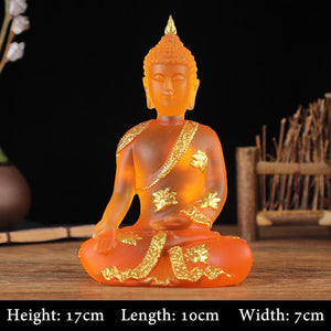 Transparent Sitting Buddha Statue Zen Gesture Thai Buddha Resin Figurine Sculpture Home Office Feng Shui Decoration Ornament acacuss