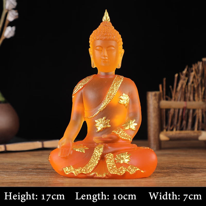 Transparent Sitting Buddha Statue Zen Gesture Thai Buddha Resin Figurine Sculpture Home Office Feng Shui Decoration Ornament acacuss