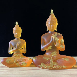 Transparent Sitting Buddha Statue Zen Gesture Thai Buddha Resin Figurine Sculpture Home Office Feng Shui Decoration Ornament acacuss