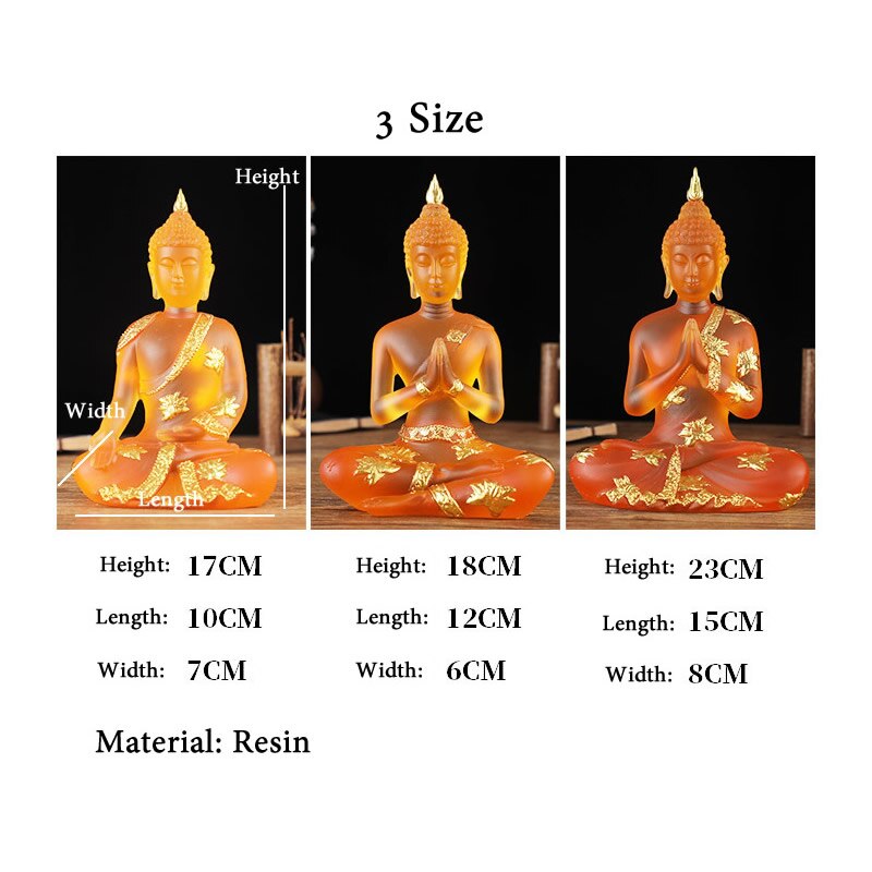 Transparent Sitting Buddha Statue Zen Gesture Thai Buddha Resin Figuri –  acacuss