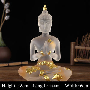 Transparent Sitting Buddha Statue Zen Gesture Thai Buddha Resin Figurine Sculpture Home Office Feng Shui Decoration Ornament acacuss
