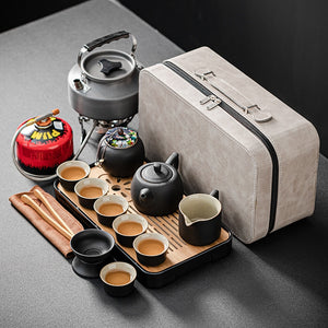Travel Chinese Tea Set Complete Teapot Gaiwan Ceremony Serving Kung Fu Ceramic Tea Cup Set Infuser Gift Taza De Te Drinkware acacuss