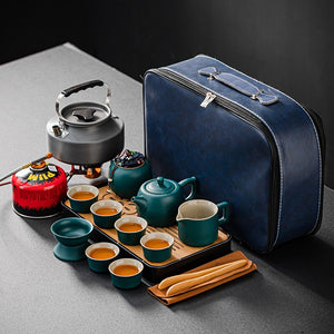 Travel Chinese Tea Set Complete Teapot Gaiwan Ceremony Serving Kung Fu Ceramic Tea Cup Set Infuser Gift Taza De Te Drinkware acacuss