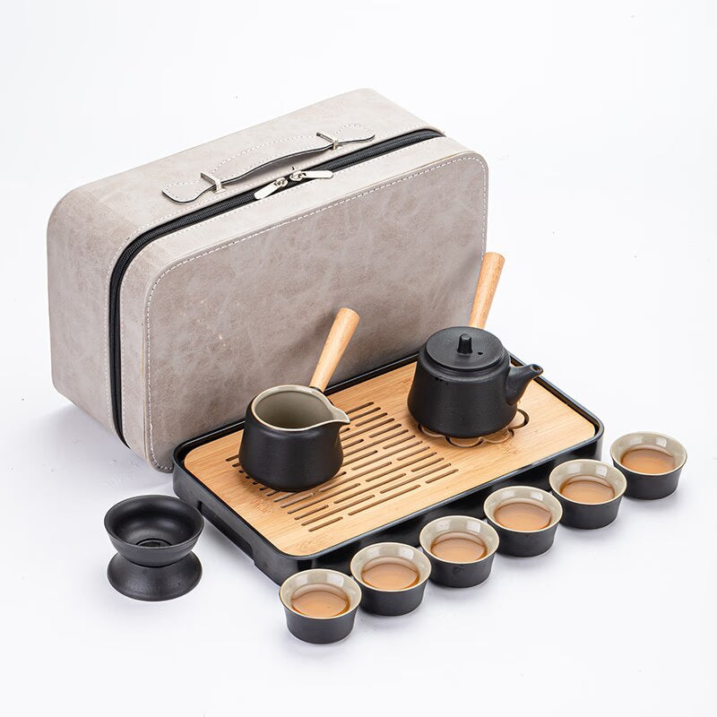 Travel Chinese Tea Set Complete Teapot Gaiwan Ceremony Serving Kung Fu Ceramic Tea Cup Set Infuser Gift Taza De Te Drinkware acacuss