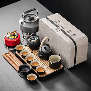 Travel Chinese Tea Set Complete Teapot Gaiwan Ceremony Serving Kung Fu Ceramic Tea Cup Set Infuser Gift Taza De Te Drinkware acacuss
