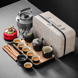 Travel Chinese Tea Set Complete Teapot Gaiwan Ceremony Serving Kung Fu Ceramic Tea Cup Set Infuser Gift Taza De Te Drinkware acacuss