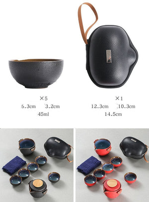 ACACUSS Tea Set of 6 Travel Tea Set Cup Kung Fu TeaSet Ceramic Portable Teapot Porcelain kuai ke tea set - ACACUSS