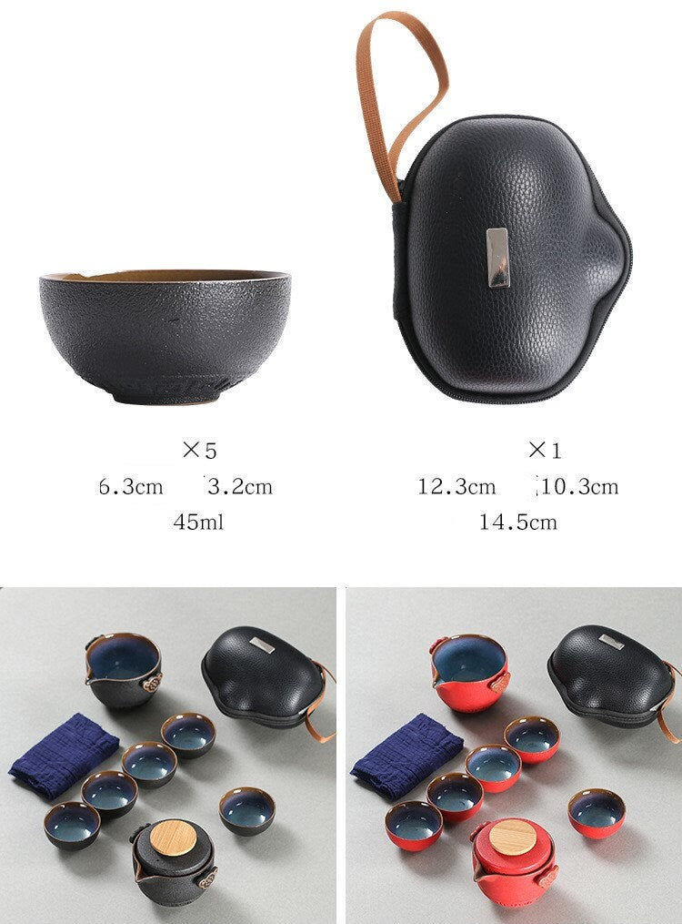 ACACUSS Tea Set of 6 Travel Tea Set Cup Kung Fu TeaSet Ceramic Portable Teapot Porcelain kuai ke tea set - ACACUSS