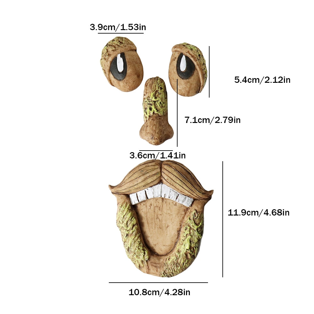Tree Bark Face Halloween Outdoor Garden Statue Ghost Face Sculpture Decor Horror Tree Demon Decoration Haunted House acacuss