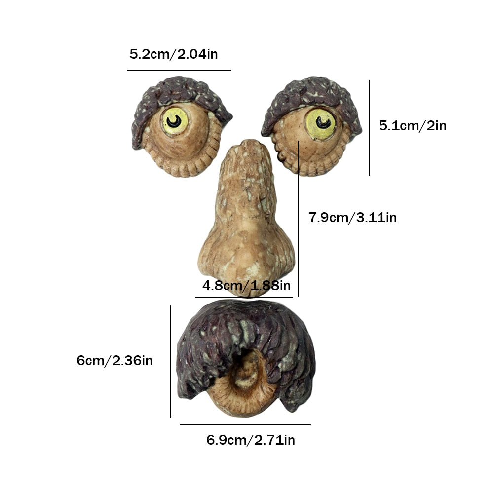Tree Bark Face Halloween Outdoor Garden Statue Ghost Face Sculpture Decor Horror Tree Demon Decoration Haunted House acacuss