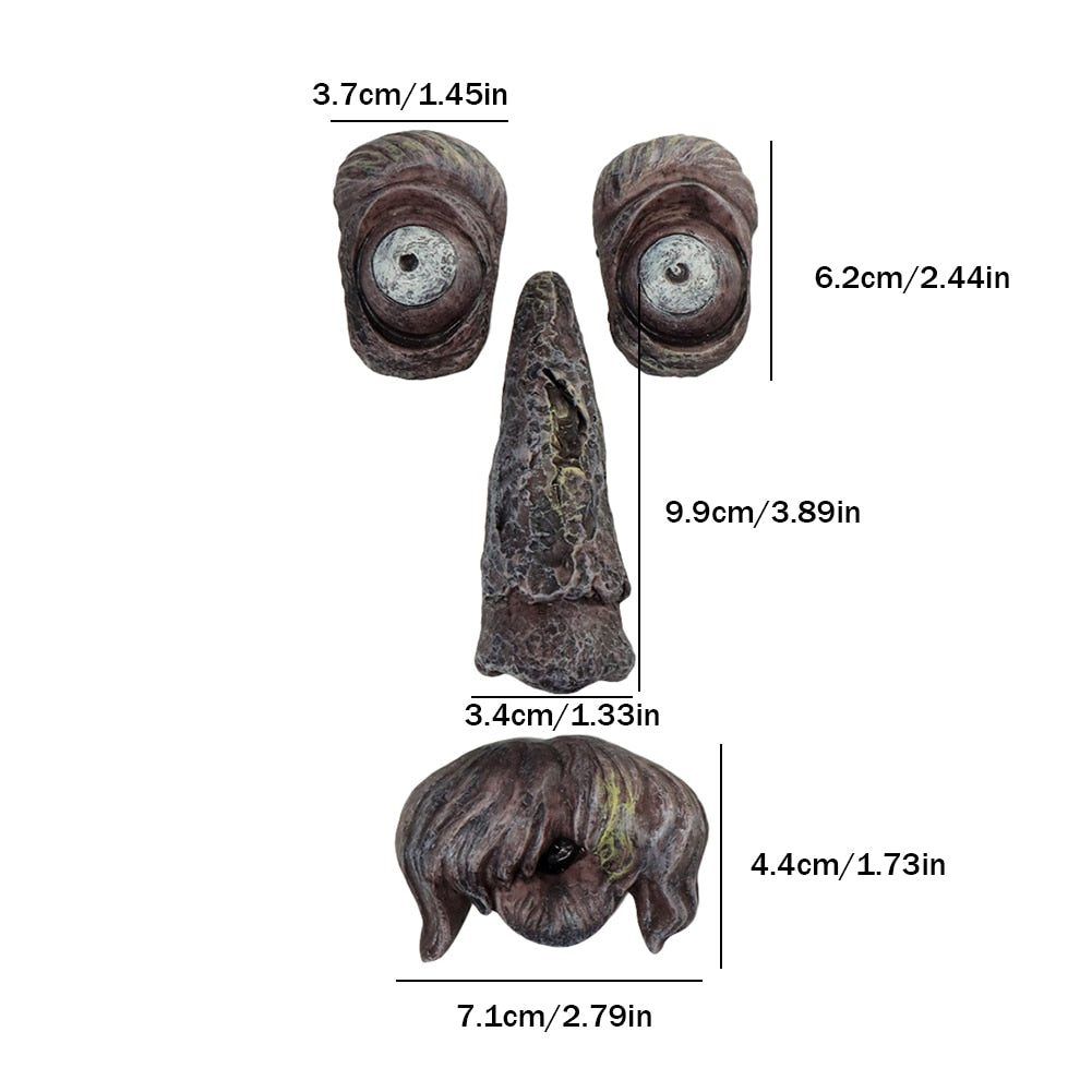 Tree Bark Face Halloween Outdoor Garden Statue Ghost Face Sculpture Decor Horror Tree Demon Decoration Haunted House acacuss