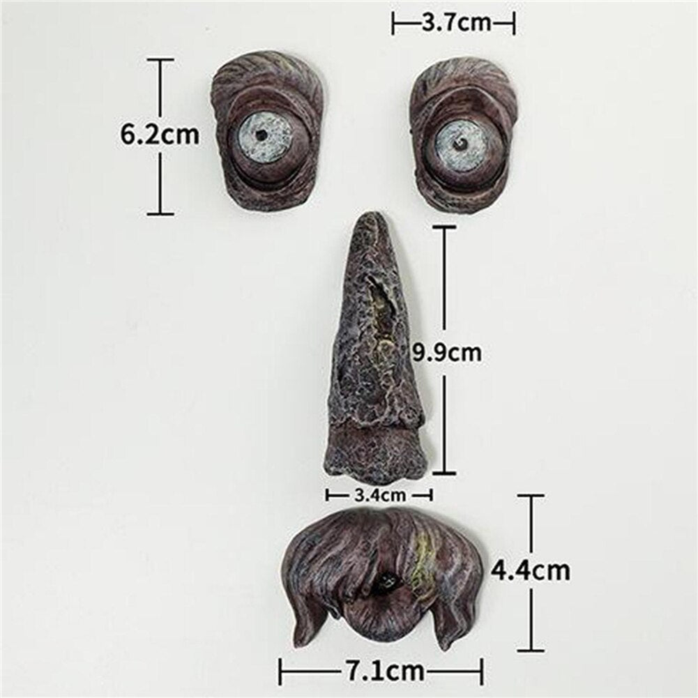 Tree Bark Face Halloween Outdoor Garden Statue Ghost Face Sculpture Decor Horror Tree Demon Decoration Haunted House acacuss