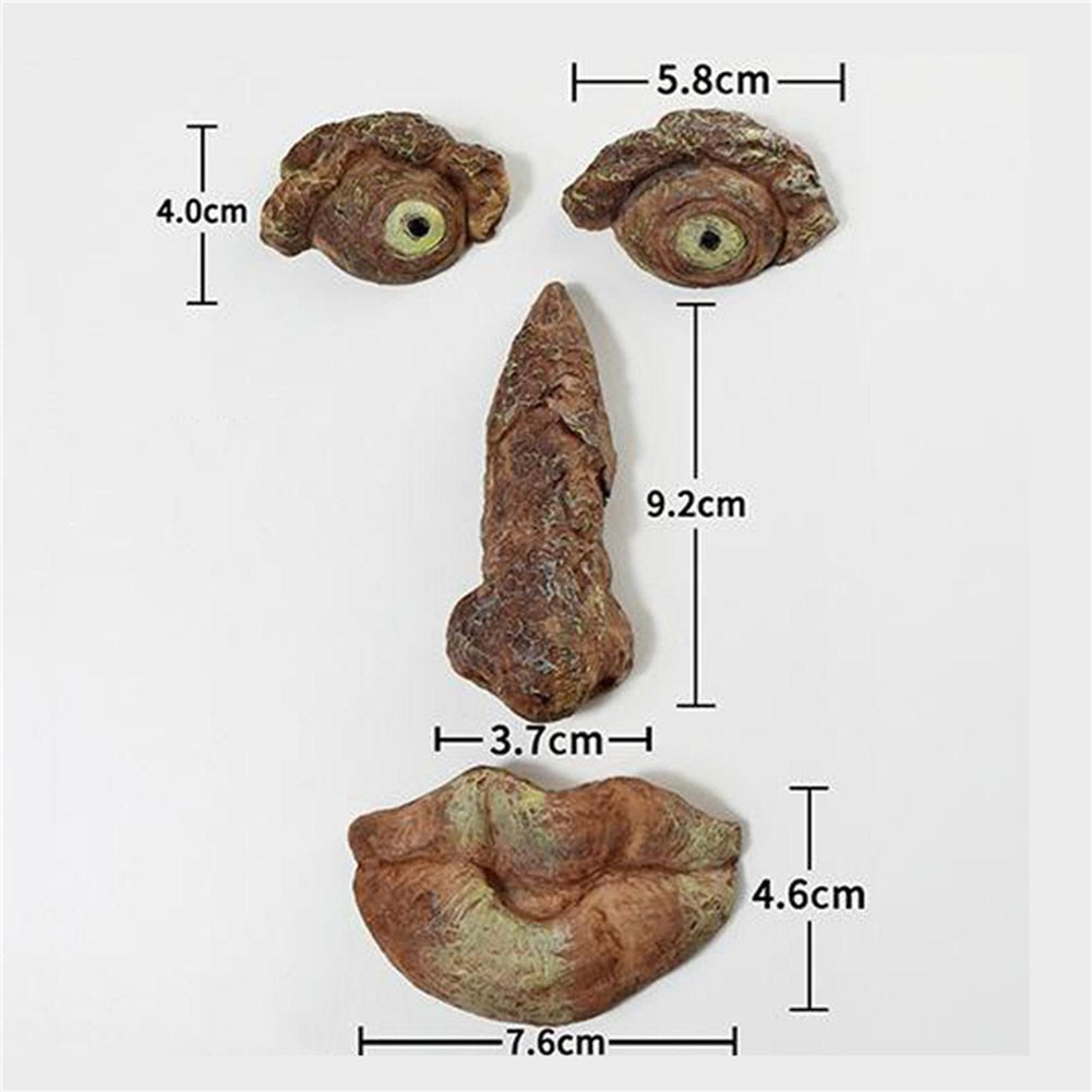 Tree Bark Face Halloween Outdoor Garden Statue Ghost Face Sculpture Decor Horror Tree Demon Decoration Haunted House acacuss