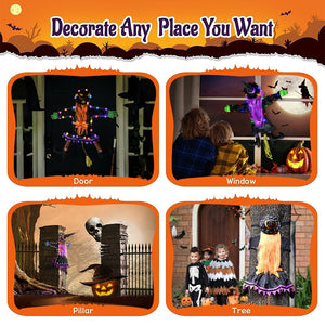 Tree Crashing Witch With Light Halloween Hanging Decor Outdoor Porch Courtyard Lawn Terrace Flying Witch Halloween Decor Prop acacuss