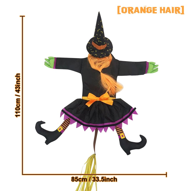 Tree Crashing Witch With Light Halloween Hanging Decor Outdoor Porch Courtyard Lawn Terrace Flying Witch Halloween Decor Prop acacuss