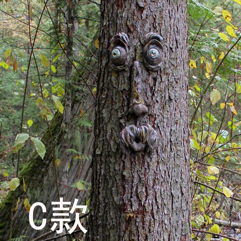 Tree Eye Facial Features Fluorescent Organ Resin Simulation Ornament Halloween Decoration Luminous Garden Decoration acacuss