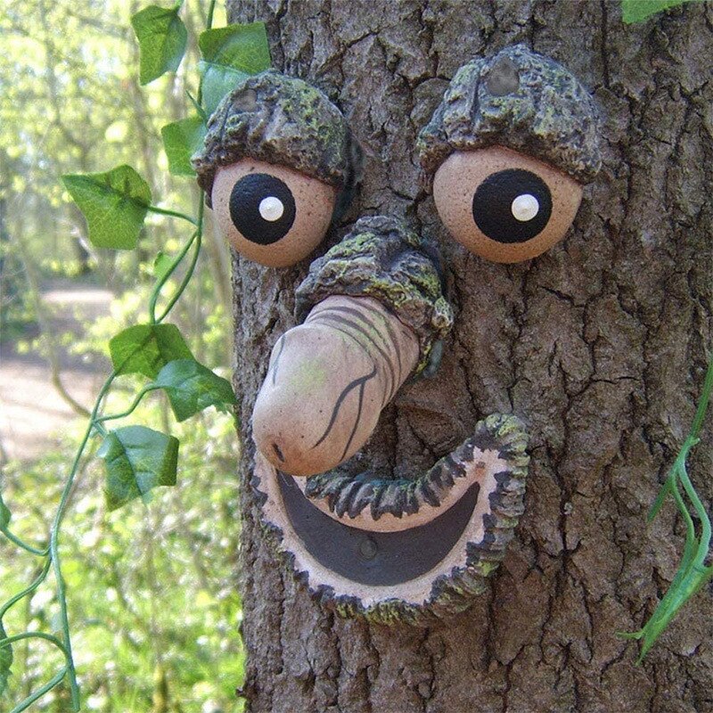 Tree Eye Facial Features Fluorescent Organ Resin Simulation Ornament Halloween Decoration Luminous Garden Decoration acacuss