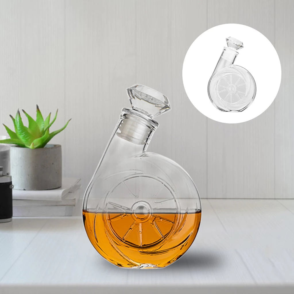 Turbo Whiskey Scotch Decanter Set Best for whiskey gift Vintage Blower Wine Pot Diamond Wine Stopper Glass Decanter Bottle - wine decanter - ACACUSS