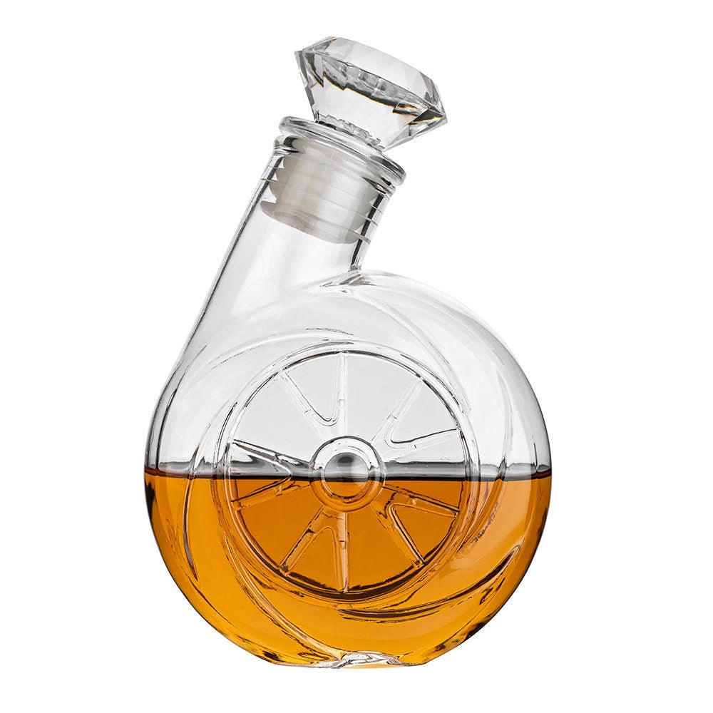 Turbo Whiskey Scotch Decanter Set Best for whiskey gift Vintage Blower Wine Pot Diamond Wine Stopper Glass Decanter Bottle - wine decanter - ACACUSS