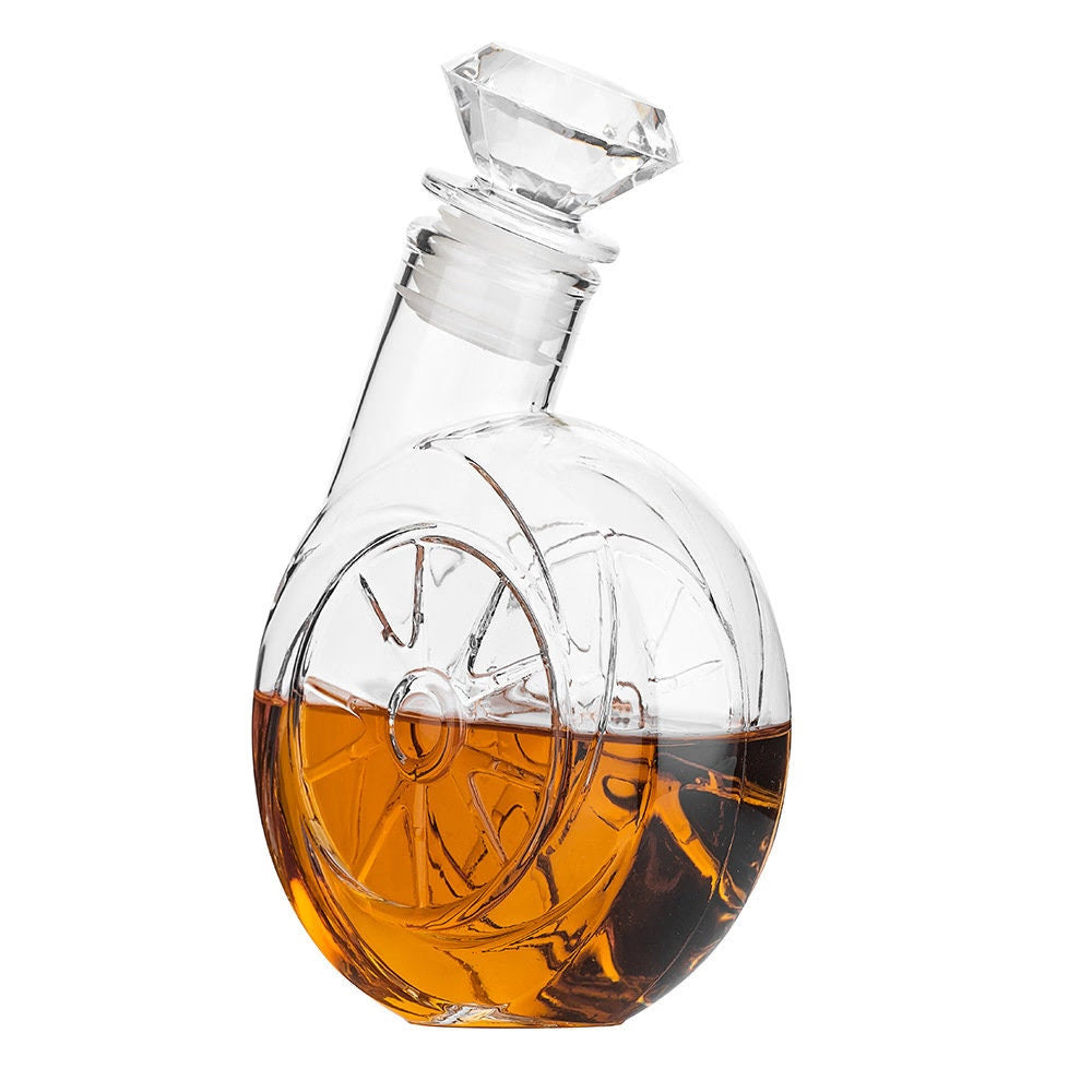 Turbo Whiskey Scotch Decanter Set Best for whiskey gift Vintage Blower Wine Pot Diamond Wine Stopper Glass Decanter Bottle - wine decanter - ACACUSS