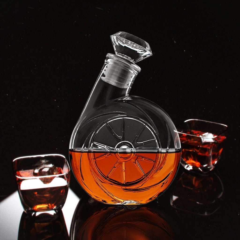 Turbo Whiskey Scotch Decanter Set Best for whiskey gift Vintage Blower Wine Pot Diamond Wine Stopper Glass Decanter Bottle - wine decanter - ACACUSS