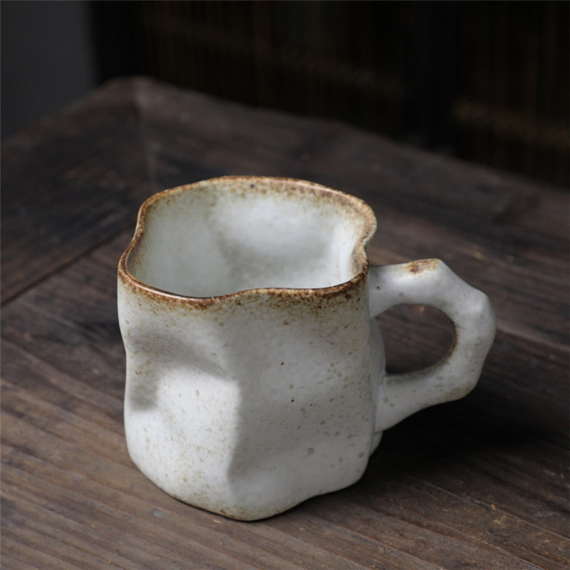 Twisted Ceramic Mug Coffee Cup Niche Special-shaped Tea Cup Colorful Coarse Pottery Creative Mugs Coffee Cups acacuss