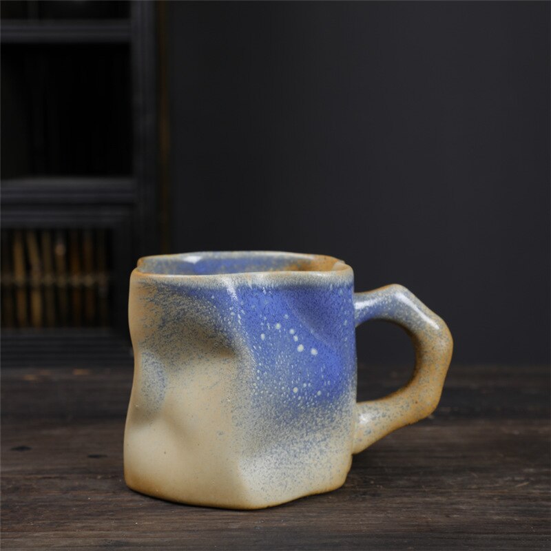 Twisted Ceramic Mug Coffee Cup Niche Special-shaped Tea Cup Colorful Coarse Pottery Creative Mugs Coffee Cups acacuss