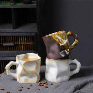 Twisted Ceramic Mug Coffee Cup Niche Special-shaped Tea Cup Colorful Coarse Pottery Creative Mugs Coffee Cups acacuss