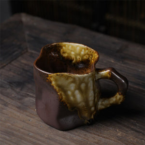 Twisted Ceramic Mug Coffee Cup Niche Special-shaped Tea Cup Colorful Coarse Pottery Creative Mugs Coffee Cups acacuss
