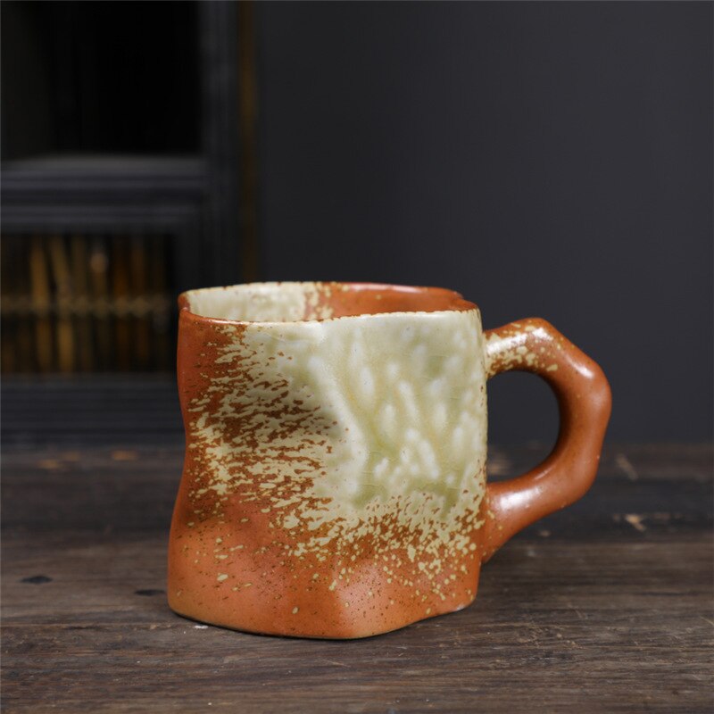 Twisted Ceramic Mug Coffee Cup Niche Special-shaped Tea Cup Colorful Coarse Pottery Creative Mugs Coffee Cups acacuss