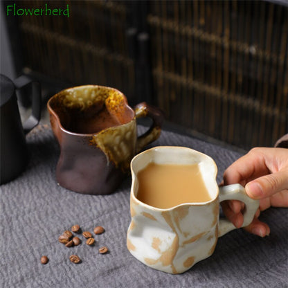 Twisted Ceramic Mug Coffee Cup Niche Special-shaped Tea Cup Colorful Coarse Pottery Creative Mugs Coffee Cups acacuss