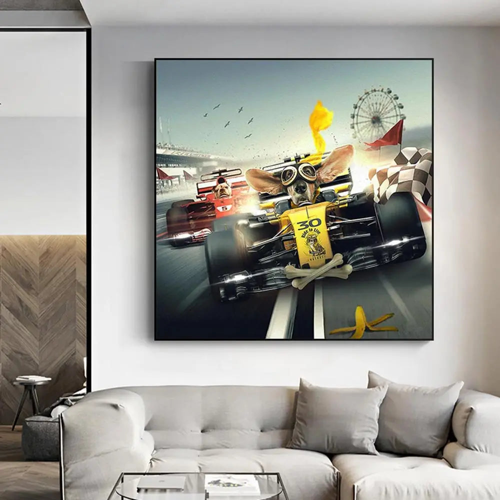 Smoking Monkey Riding Motorcycle Playing CARD Wall Art Canvas Print Abstract Animals Art Paintings For Living Room Decor Picture