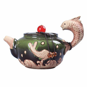 ACACUSS Unique  Porcelain Chinese Teapot Side Handle Pot Gold Inlaid I Kyusu Side teapot - ACACUSS