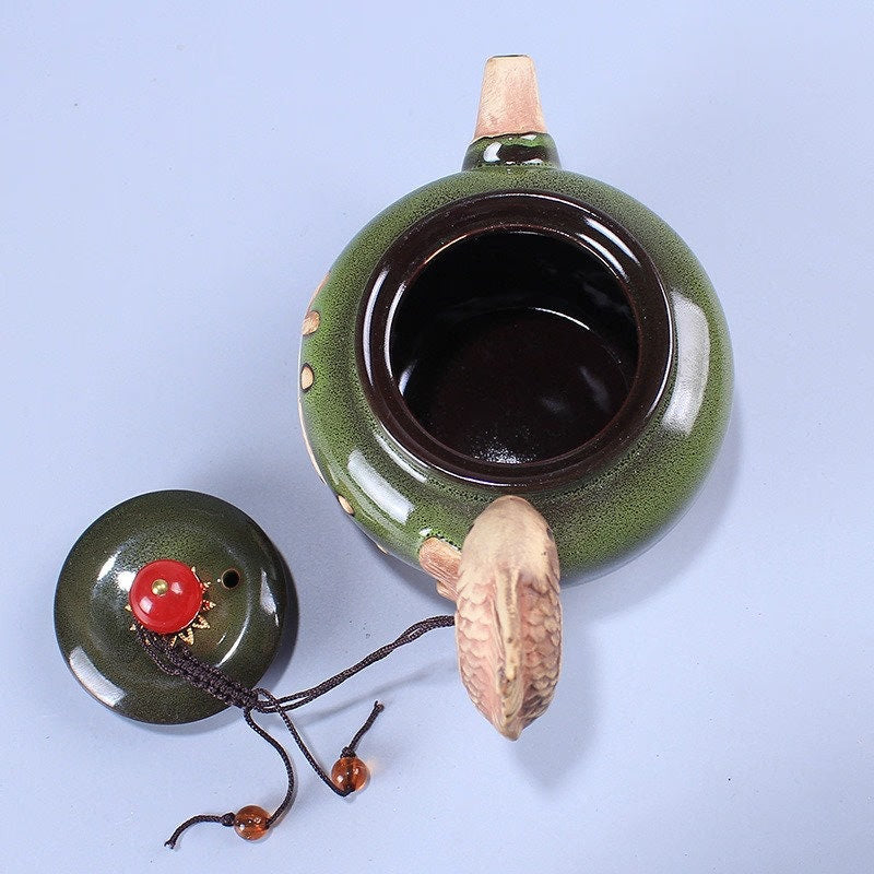 ACACUSS Unique  Porcelain Chinese Teapot Side Handle Pot Gold Inlaid I Kyusu Side teapot - ACACUSS