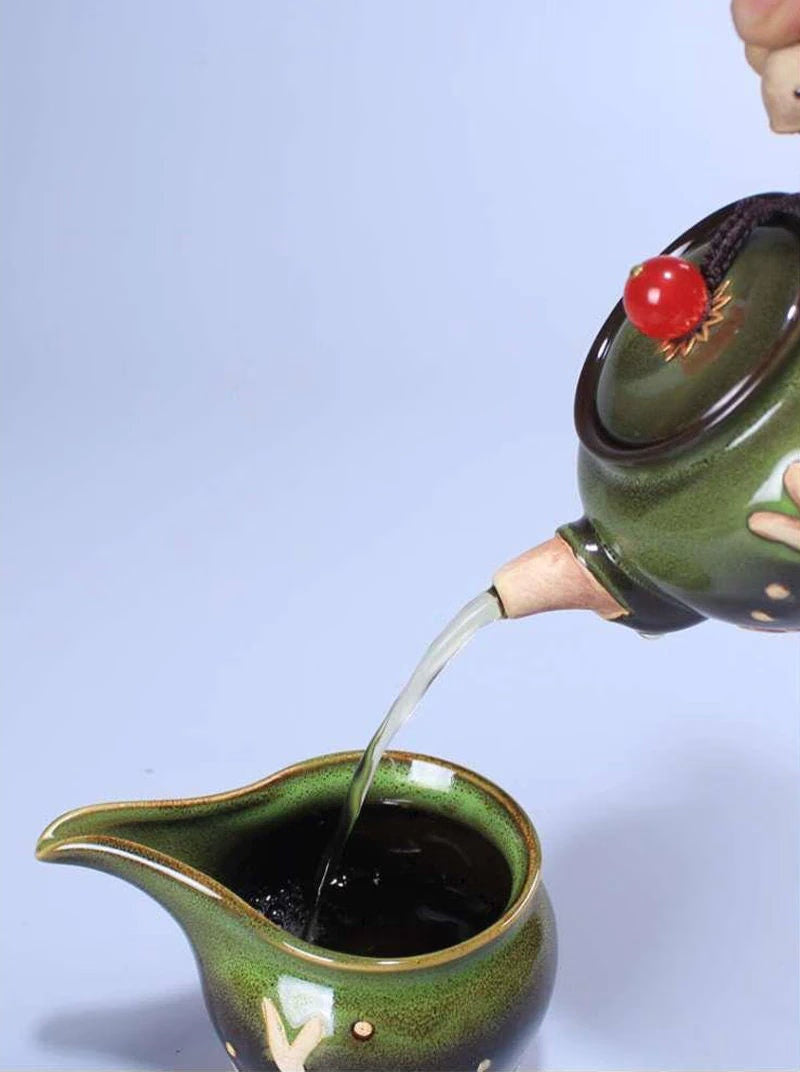 ACACUSS Unique  Porcelain Chinese Teapot Side Handle Pot Gold Inlaid I Kyusu Side teapot - ACACUSS