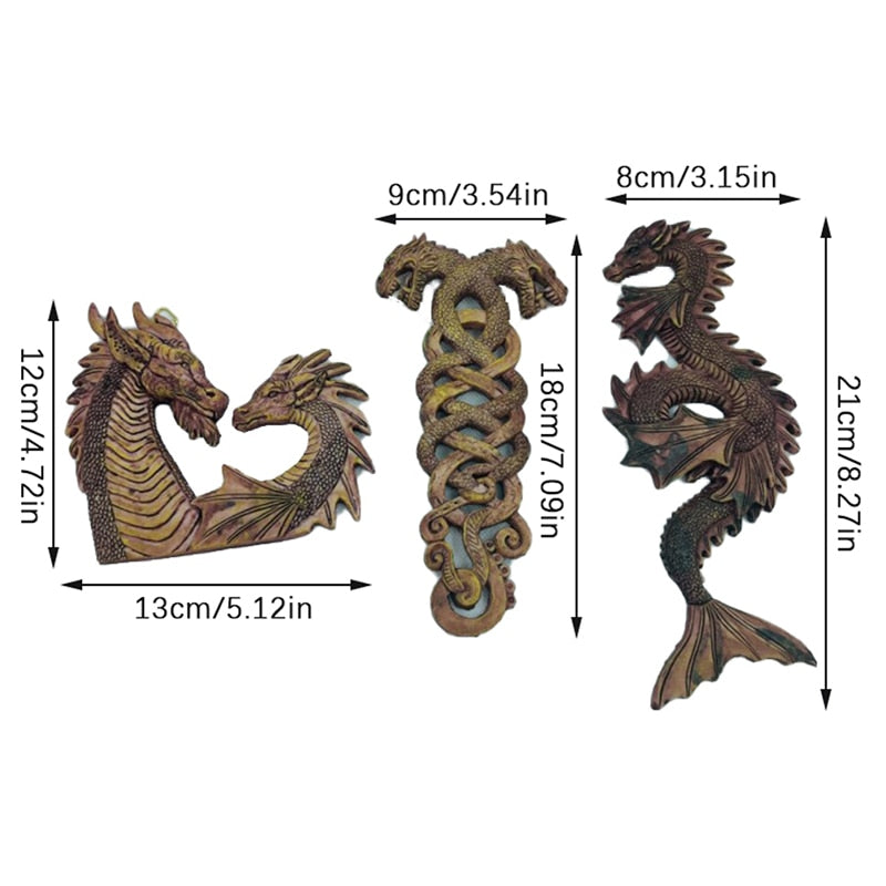 2023 Unique Dragon Decor Resin Simulation Dragon Statue Wall Hanging for Courtyard Garden Home Decoration Craft Double Dragon acacuss