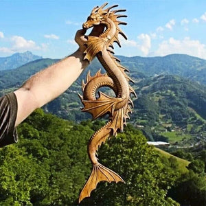 2023 Unique Dragon Decor Resin Simulation Dragon Statue Wall Hanging for Courtyard Garden Home Decoration Craft Double Dragon acacuss