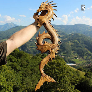 2023 Unique Dragon Decor Resin Simulation Dragon Statue Wall Hanging for Courtyard Garden Home Decoration Craft Double Dragon acacuss