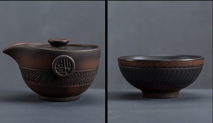Unique Teaware Purple pottery Fashionable Ceramic Travel Tea Set Portable 2 Tea Cups and Teapot - acacuss