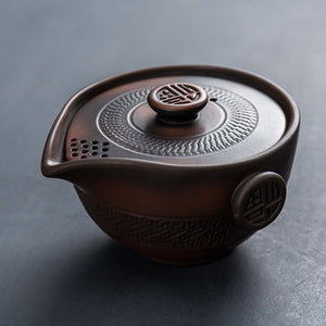 Unique Teaware Purple pottery Fashionable Ceramic Travel Tea Set Portable 2 Tea Cups and Teapot - acacuss