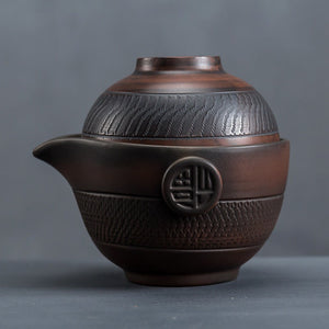 Unique Teaware Purple pottery Fashionable Ceramic Travel Tea Set Portable 2 Tea Cups and Teapot - acacuss