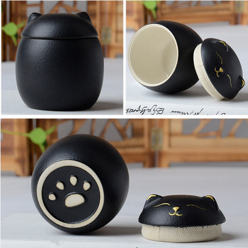 Urn for Pet Ashes- Cat Shape Memorial Cremation Urns-Handcrafted Black Decorative Urns for Funeral，Cat urn，Dog urn acacuss
