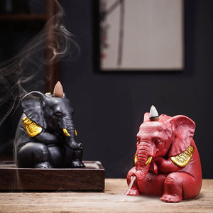 VILEAD Ceramic Bull Statue Animal Backflow Incense Burner Figurine Geometric Cattle Sculpture Home Office Desktop Decoration acacuss
