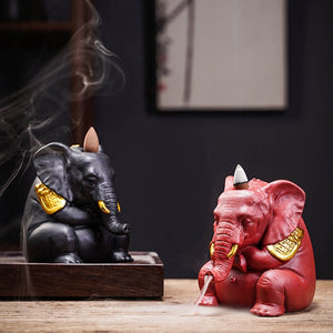 VILEAD Ceramic Bull Statue Animal Backflow Incense Burner Figurine Geometric Cattle Sculpture Home Office Desktop Decoration acacuss