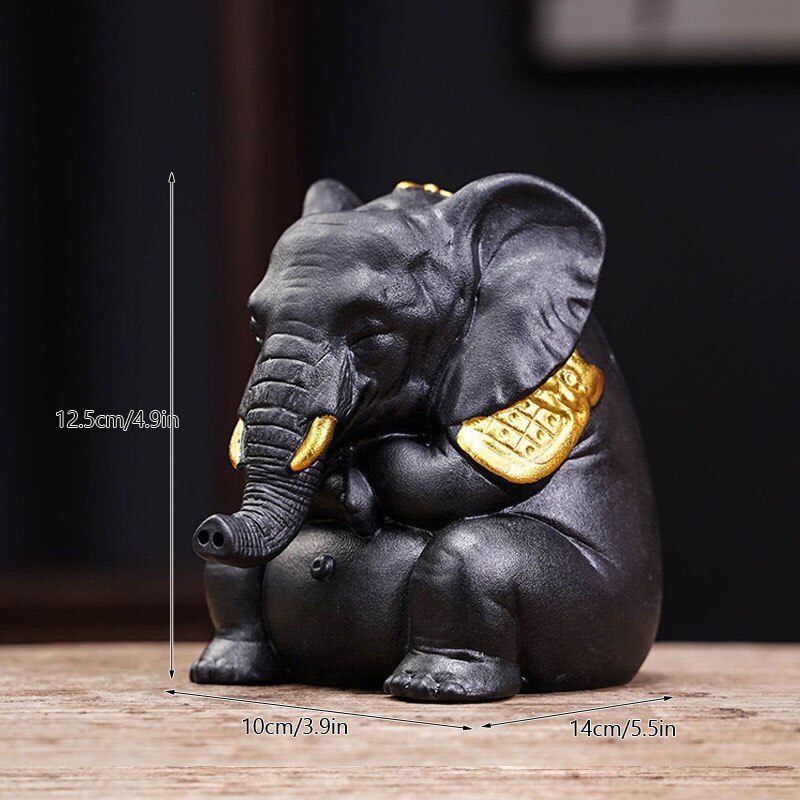 VILEAD セラミック雄牛像動物逆流香炉置物幾何学的な牛の彫刻ホーム