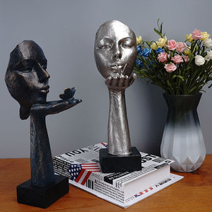VILEAD Retro Resin Mask Statue Nordic Couple Face Statuette Home Interior Decor TV Cabinet Bookcase Office Decoration Craft Gift acacuss